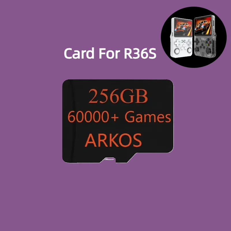 بطاقة SD للعبة لوحدة التحكم في ألعاب الفيديو المحمولة R36S ريترو نظام لينكس 3.5 بوصة IPS شاشة مشغل محمول 64 جيجابايت 128 جيجابايت 256 جيجابايت ألعاب