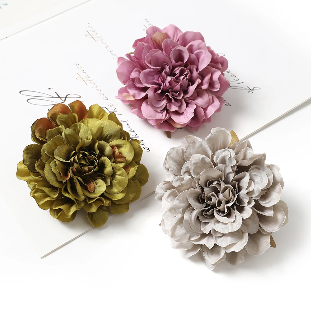 2Pcs 9cm Silk Artificial Flowers Bride Hair Wreath Wedding Home Decor DIY Room Decoration Craft Fake Flowers Accessories