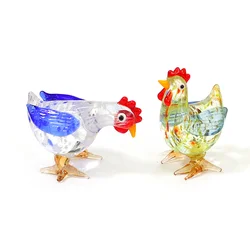 ESTATUILLA en miniatura de gallo de Pascua, adorno de cristal, estatua pequeña de gallo, colección de decoración de Mesa para el hogar, regalos de fiesta para niños