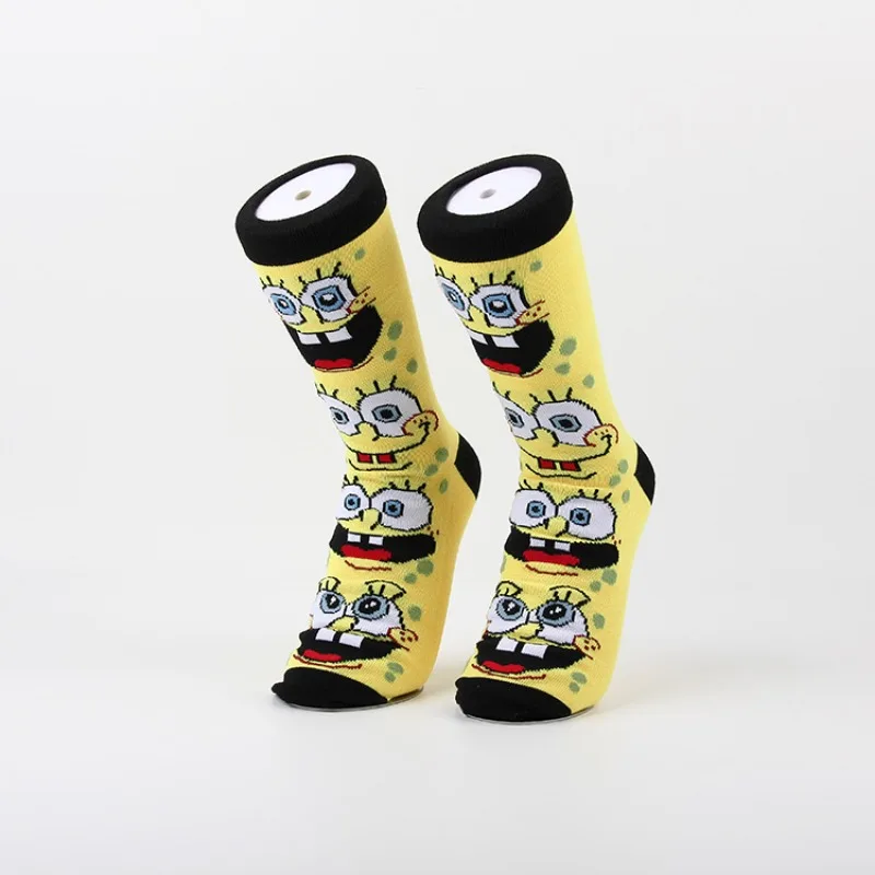 SpongeBob Couples Fashion Socks Colorful Medium High Suit Cartoon Long Men Sock Kawaii Women Fun Skateboard Casual Sports Socks