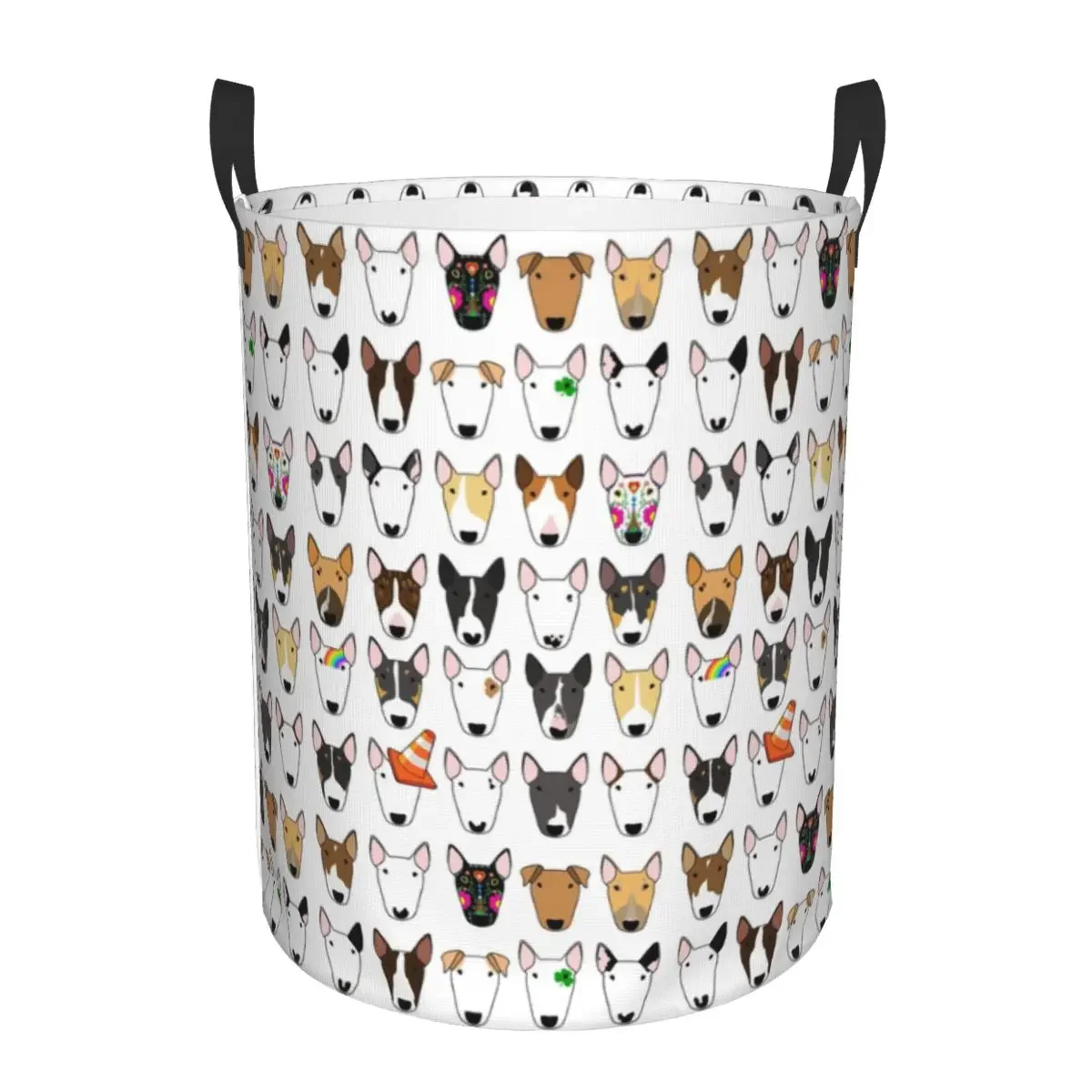 Custom Multi Bull Repeat Laundry Basket Collapsible Dog Lover Bull Terrier Baby Hamper for Nursery Toys Organizer Storage Bins