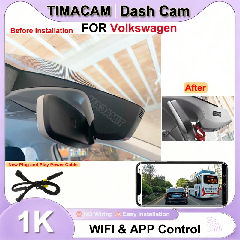 TIMACAM New Plug and Play 1080P Wifi Video Recorder Dash Cam For Volkswagen VW T-Roc t Roc AC7 A11 2017 2018 2019 2020 2021 2022