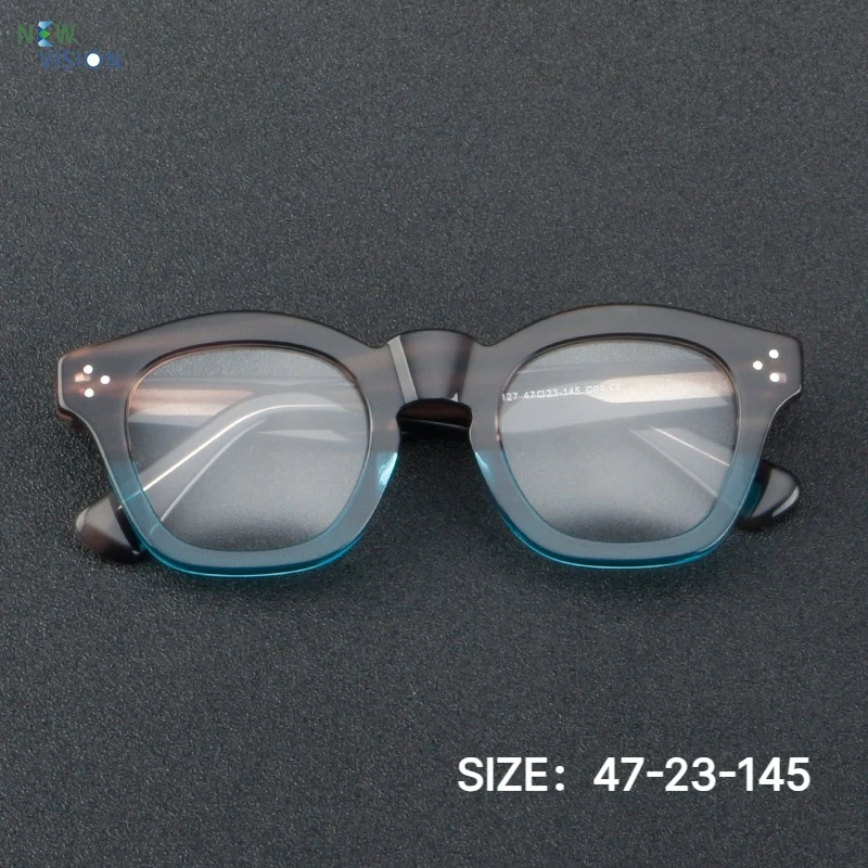 Acetate Glasses Men Handmade Retro Optical Eyeglass Frame 1127 Thick Color Blocked Square New Fashion Women Prescription Eyewear
