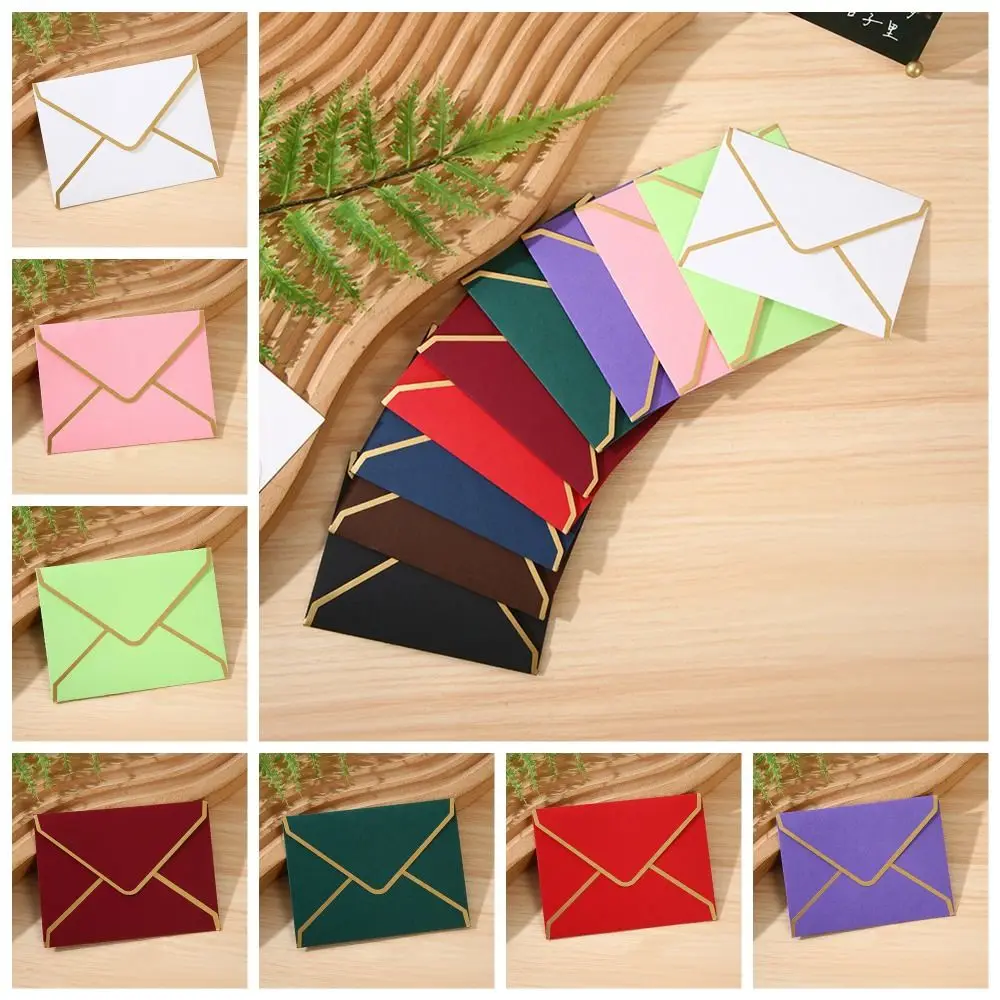 10pcs Vintage Gold Stamping Envelopes Invitation Card Bronzed Seal Decoration Envelope Set Nostalgia Art High Grade