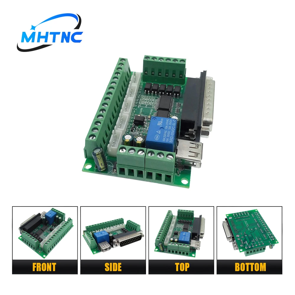 Breakout Board CNC DB25 MACH3 5 Axis Interface Drive Motion Controller with optical coupler for stepper motor drive controller