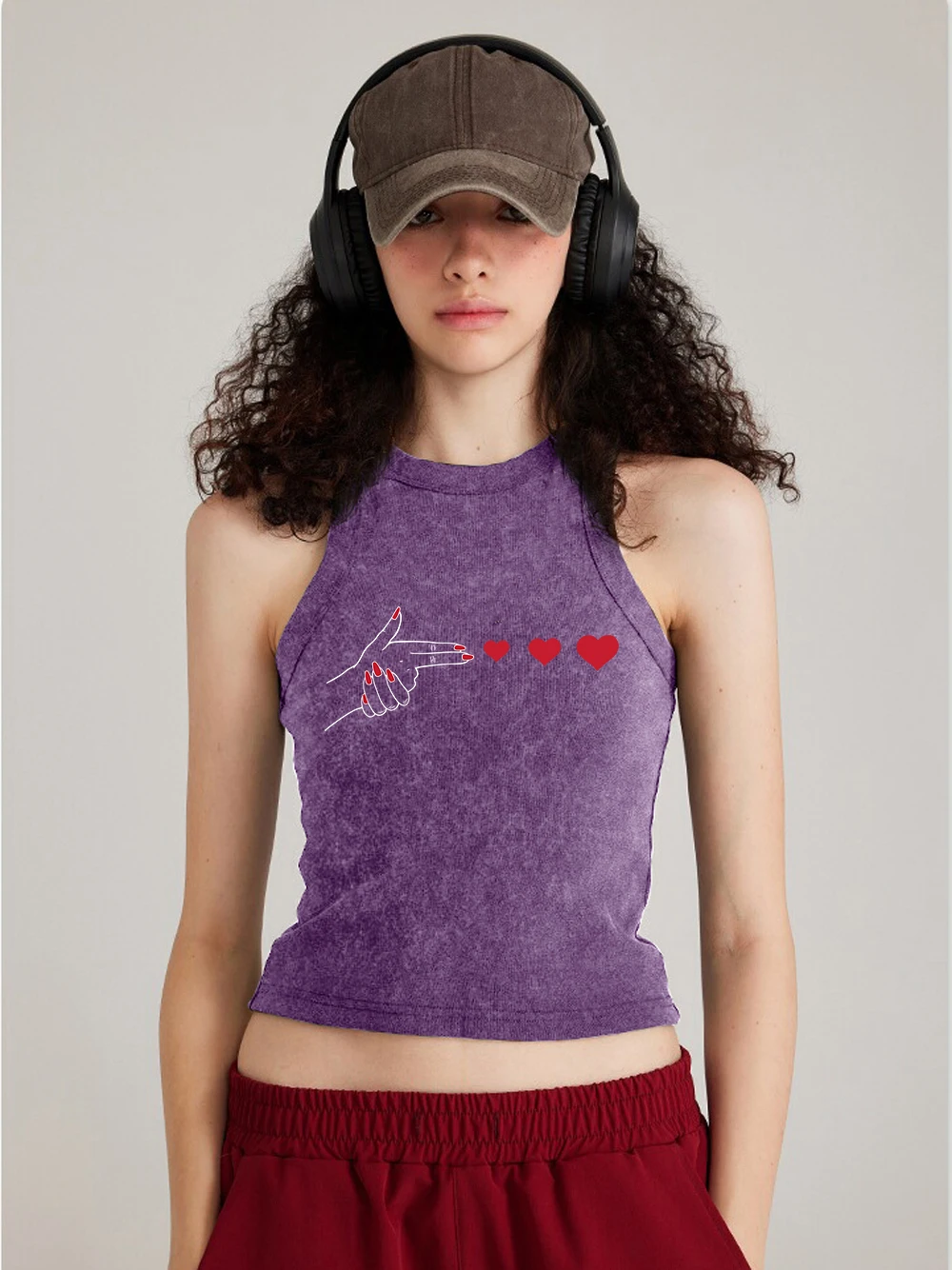 Trend Womens Cotton Washed Sleeveless Launch Love Printing Tank Tops Distressed Tight Thin Streetwear Casual Odzież Damska