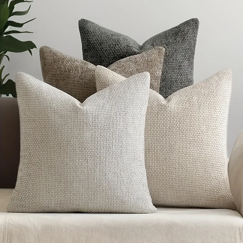 Chenille Throw Pillow Cover Soft Solid Color Cushion Case with Cross Woven Design Decorative Pillowcase Sofa Bed Home Decor