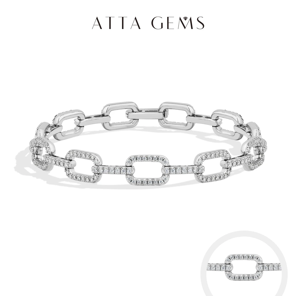 

ATTAGEMS Fashion Hip Hop Moissanite Bracelet For Men S925 Silver 18k Gold Plated Luxury Exquisite Bangle Women's Banquet Jewelry