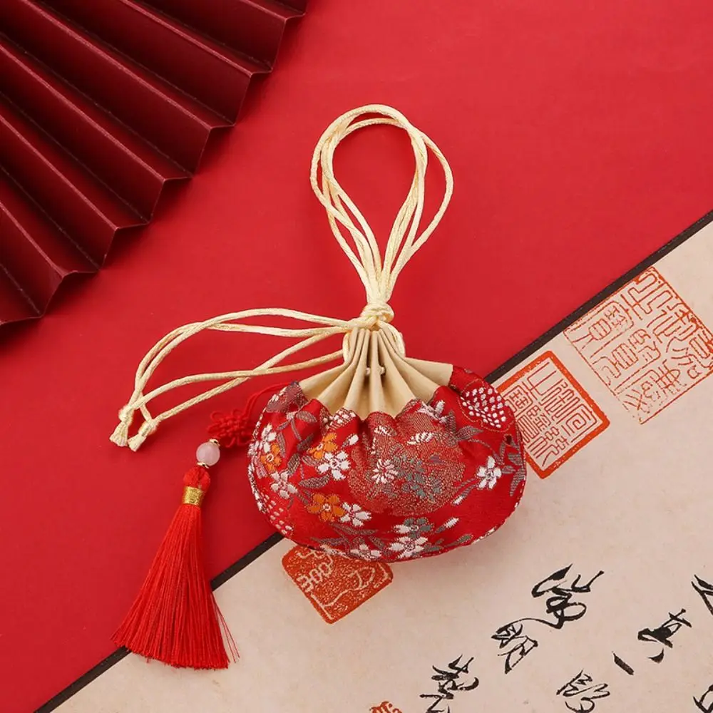 Flower Pattern Drawstring Necklaces Case Multi Color Cloth Empty Sachet Chinese Style Storage Bag Purse Pouch Women Jewelry Bag