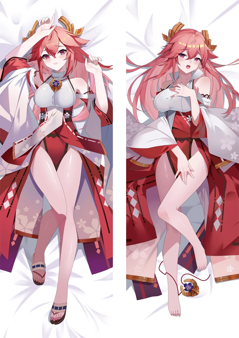 

Наволочка Genshin Impact Yae Miko Dakimakura с мультяшным аниме обнимающим телом наволочка 50x160 см постельное белье Подушка милая искусственная наволочка