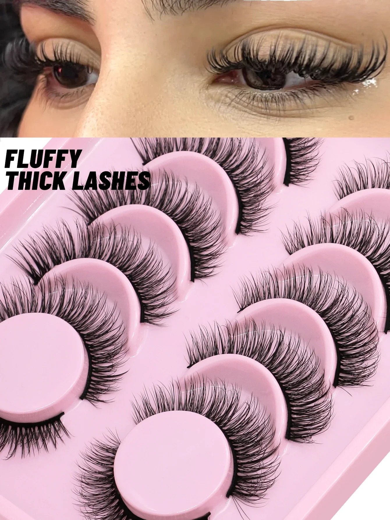 Veltrinay Falsche Wimpern, flauschige 3D-Nerzwimpern, natürlicher Look, falsche Wimpern für die tägliche Party, Hochzeit, leichtes, wiederverwendbares Make-up