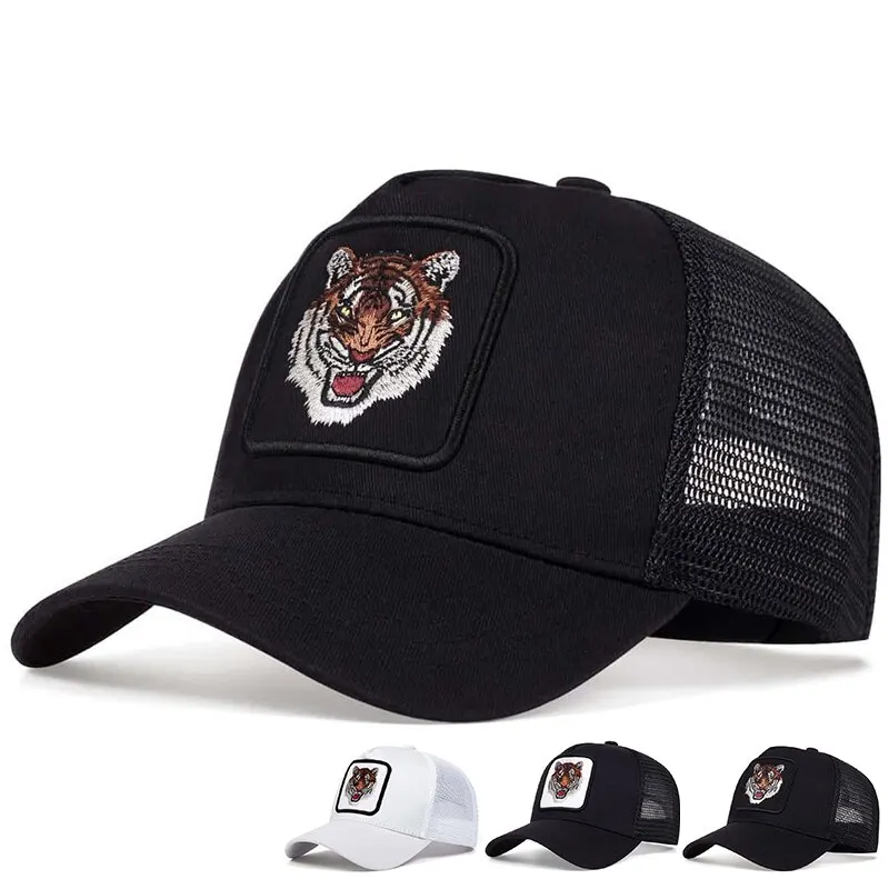 Unisex Tiger Embroidery Baseball Net Caps Spring and Summer Outdoor Adjustable Casual Hats Sunscreen Hat