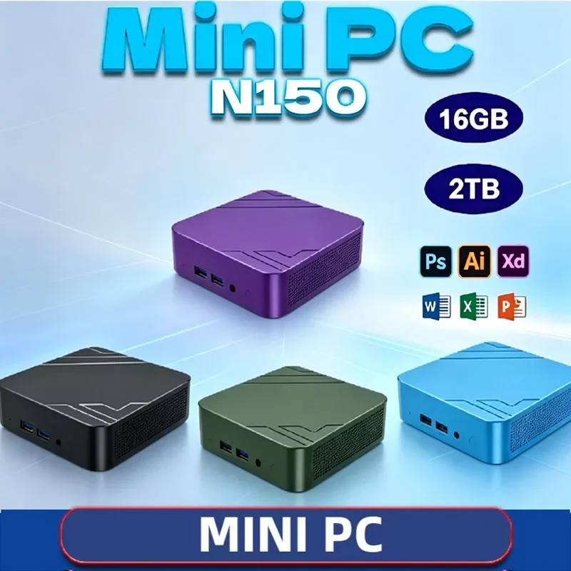 2026 New Mini PC Portable Intel Core N150 Mini Computer 16GB RAM 512GB 1TB SSD 1000M Ethernet Gamer Gaming PC Desktop