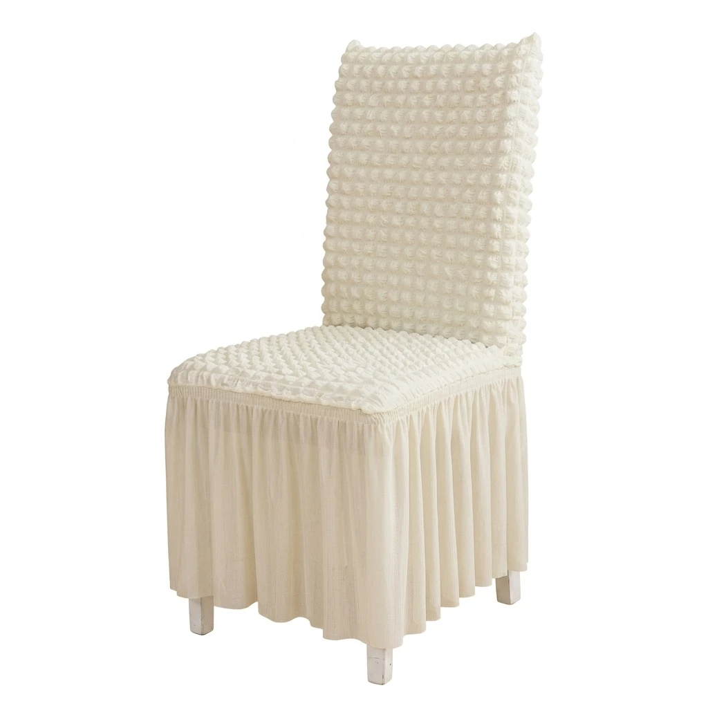 Elegant Dining Chair Cover Stretch Bubble Seersucker Slipcover for Home Hotel Restaurant Banquet Chairs Durable Washable