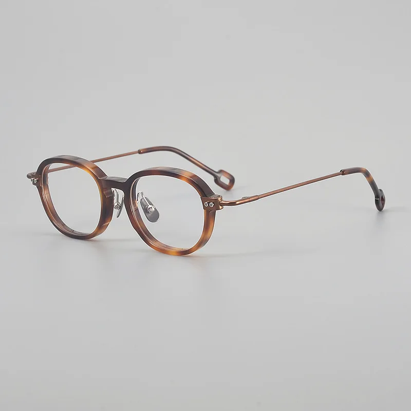 Top Quality Luxury Round Acetate Frame Magnifying Glasses Clear Lens Anti Blue Light Titanium Glasses Men Women Reading Glasses