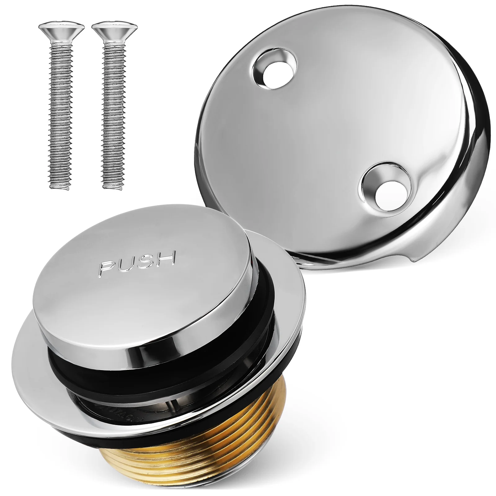 

1Set Bathtub Drain Stopper Kit Dual Hole Overflow Plate Universal Tub Drain Replacement Block Plug for Bathroom