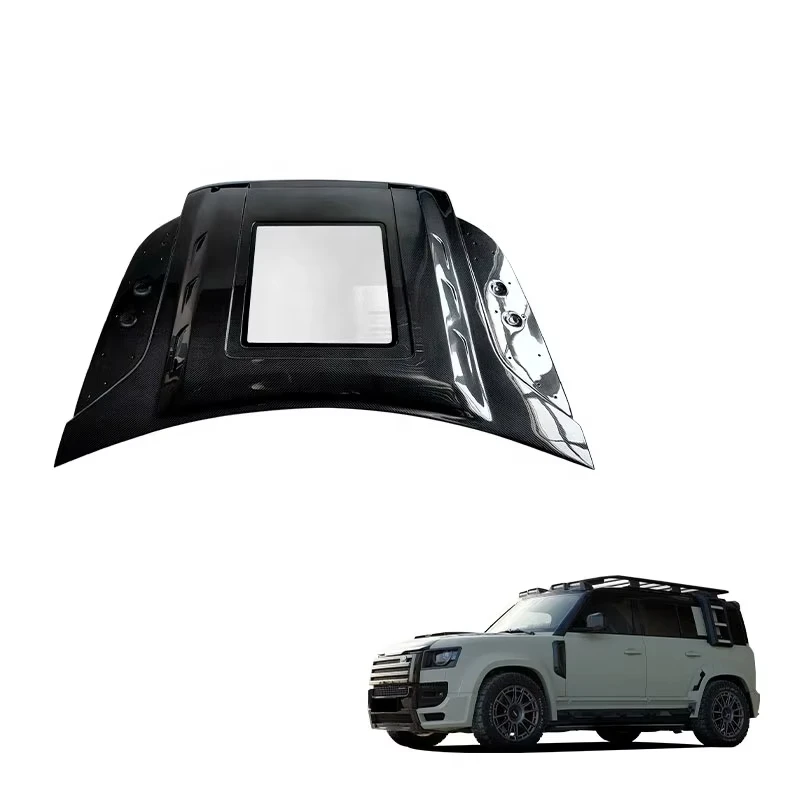 

Автомобильные детали Langyu, сухой карбоновый передний капот Land Rover, прозрачная крышка двигателя для Defender 90/110, капот двигателя