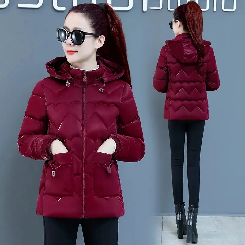 2023 New Winter Jackets Womens Coats Hooded Zipper Warm Large Size Parkas  Women's Clothing Short Thick Outerwear