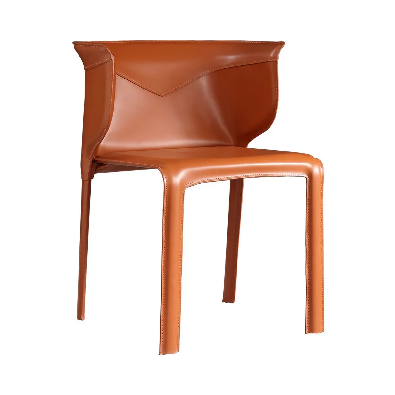 

Household simple chair, restaurant saddle leather back chair foldable