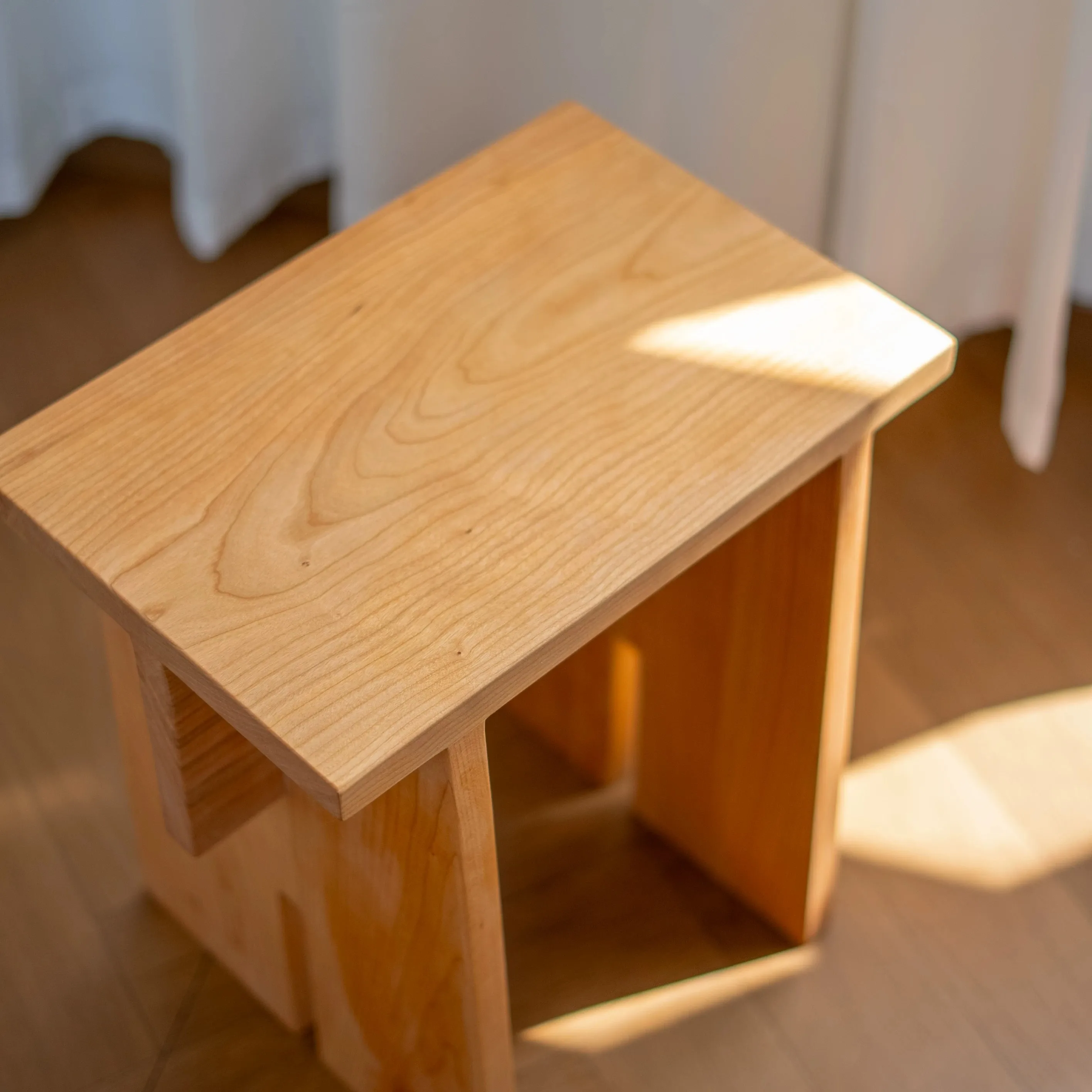 Solid Natural Cherry Wood Stool, Vintage Entryway Shoe Changing Bench Small Wooden Chair For Household Indoor Use