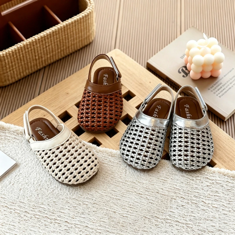 Baby Girls Boys Slippers Child’s Braided Summer Sandal with Elastic Princess Bohemia Style Beach Shoes Kids Soft Sole Flats