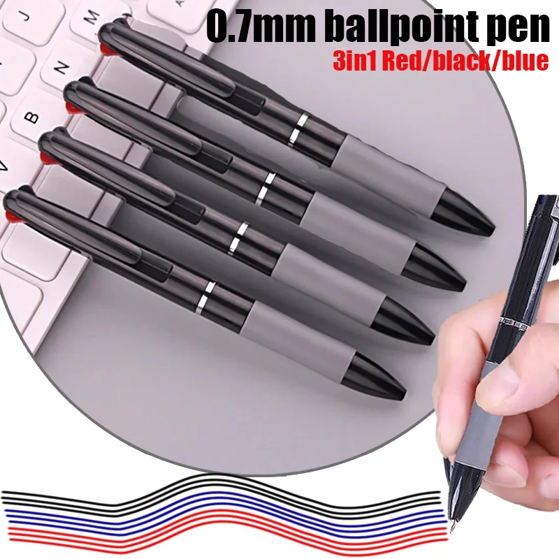 

Многоцветная шариковая ручка Creative Click, пластиковая рекламная ручка 3-в-1, минималистичная выдвижная многоцветная масляная ручка