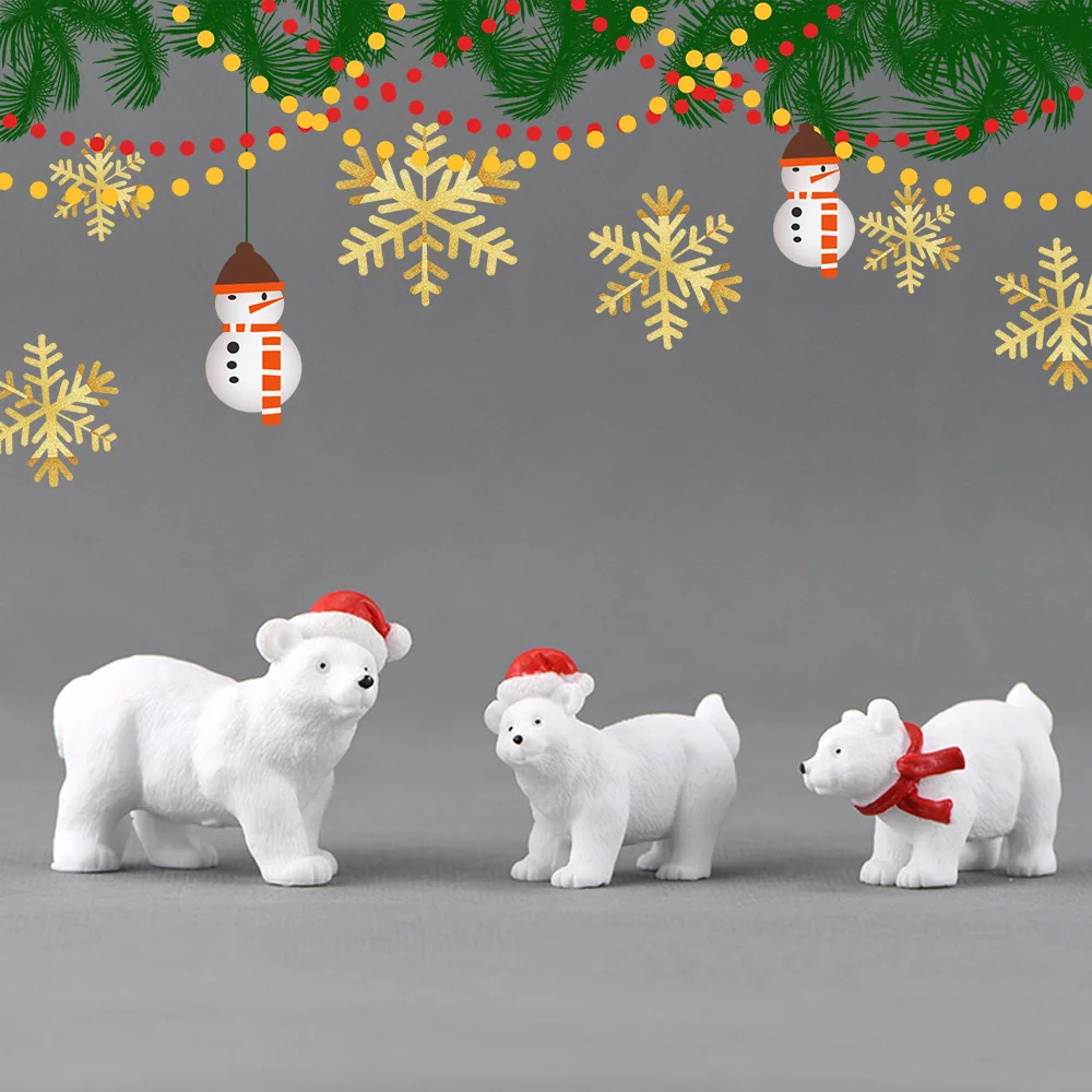 1Pc Animal Mini Christmas Polar Bear Figurines Garden Micro Snow Landscape DIY Accessories Cute Decoration Crafts Home Decor