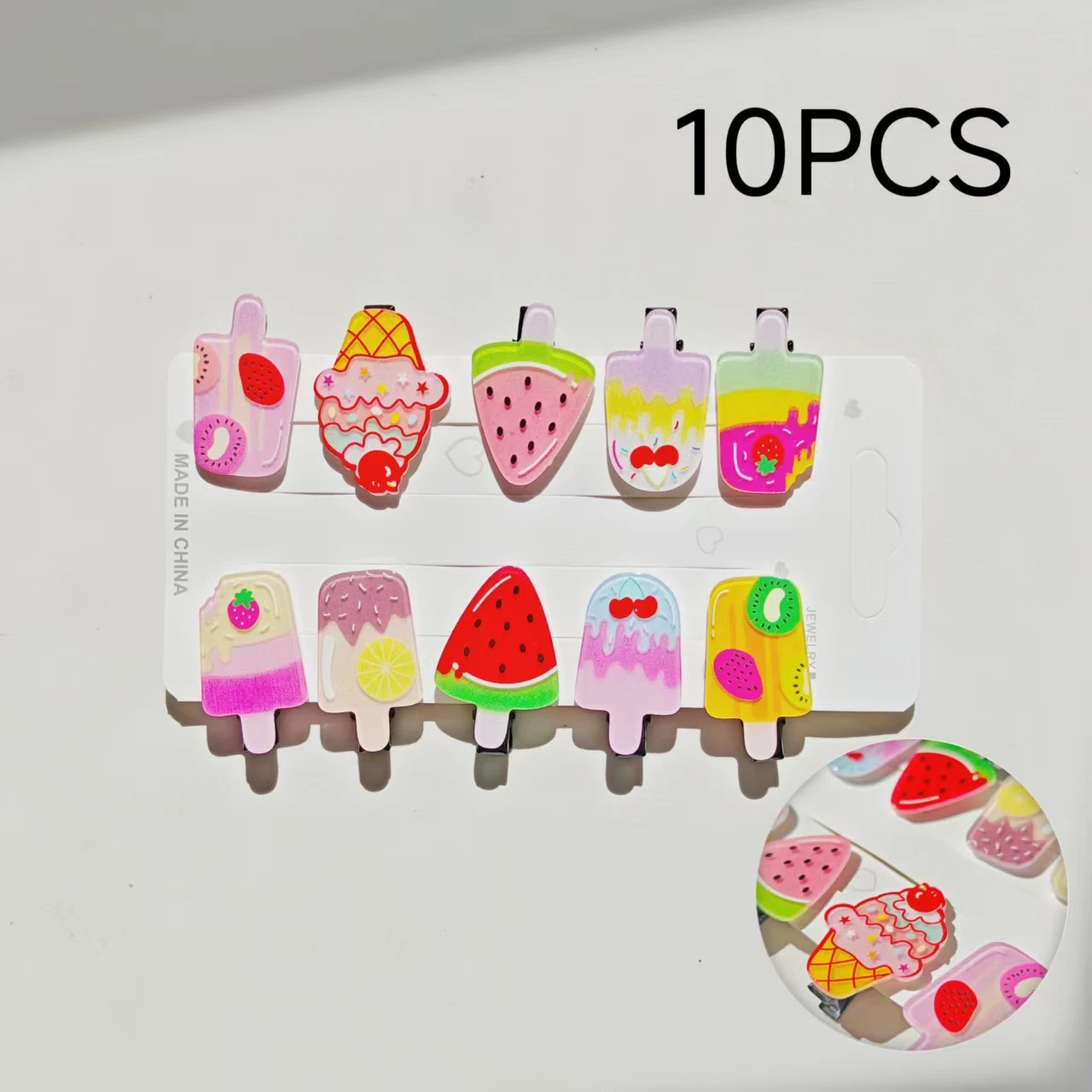 

Новинка 2023 года, креативные мини-заколки для волос с мороженым для девочек, очаровательные детские заколки для волос с боковой бахромой в стиле закусок