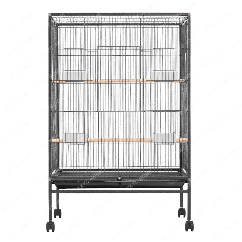 Large Metal Bird Cage with Wood Stand for Conures Lovebird Cockatiel Parakeets House Parrots Playground Activity Center