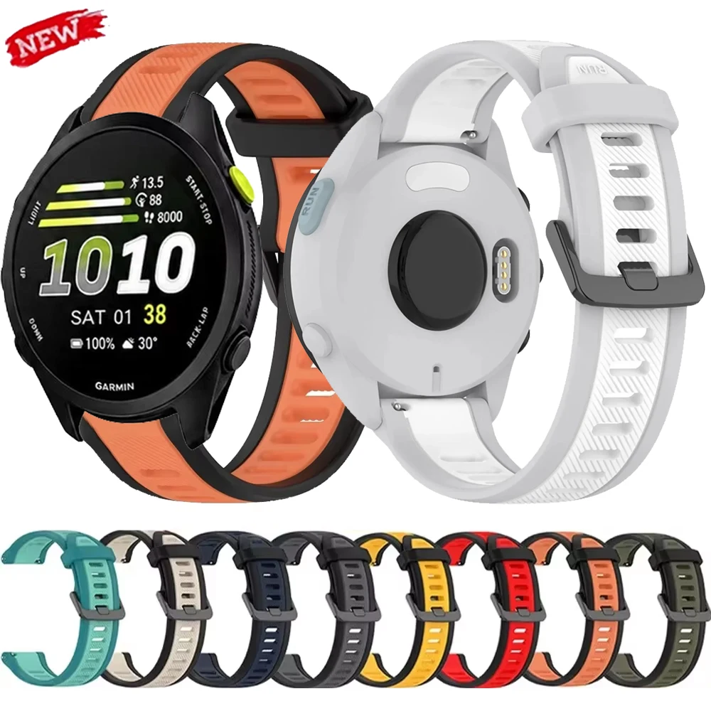 22/20/18 mm Silikonarmband für Garmin Venu 4-3/Active 6-5, zweifarbiges, atmungsaktives Band für Garmin Forerunner 570 970 170 70 165 55 265
