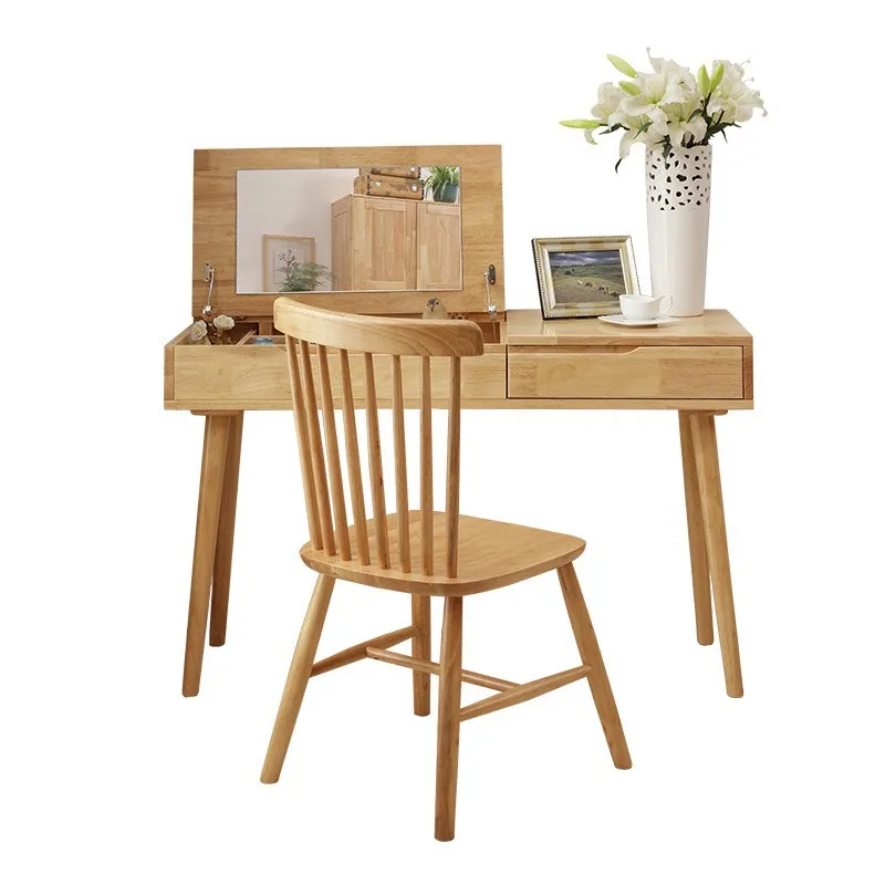 Nordic solid wood multi-functional makeup/dresser, suitable for small bedrooms - economical design