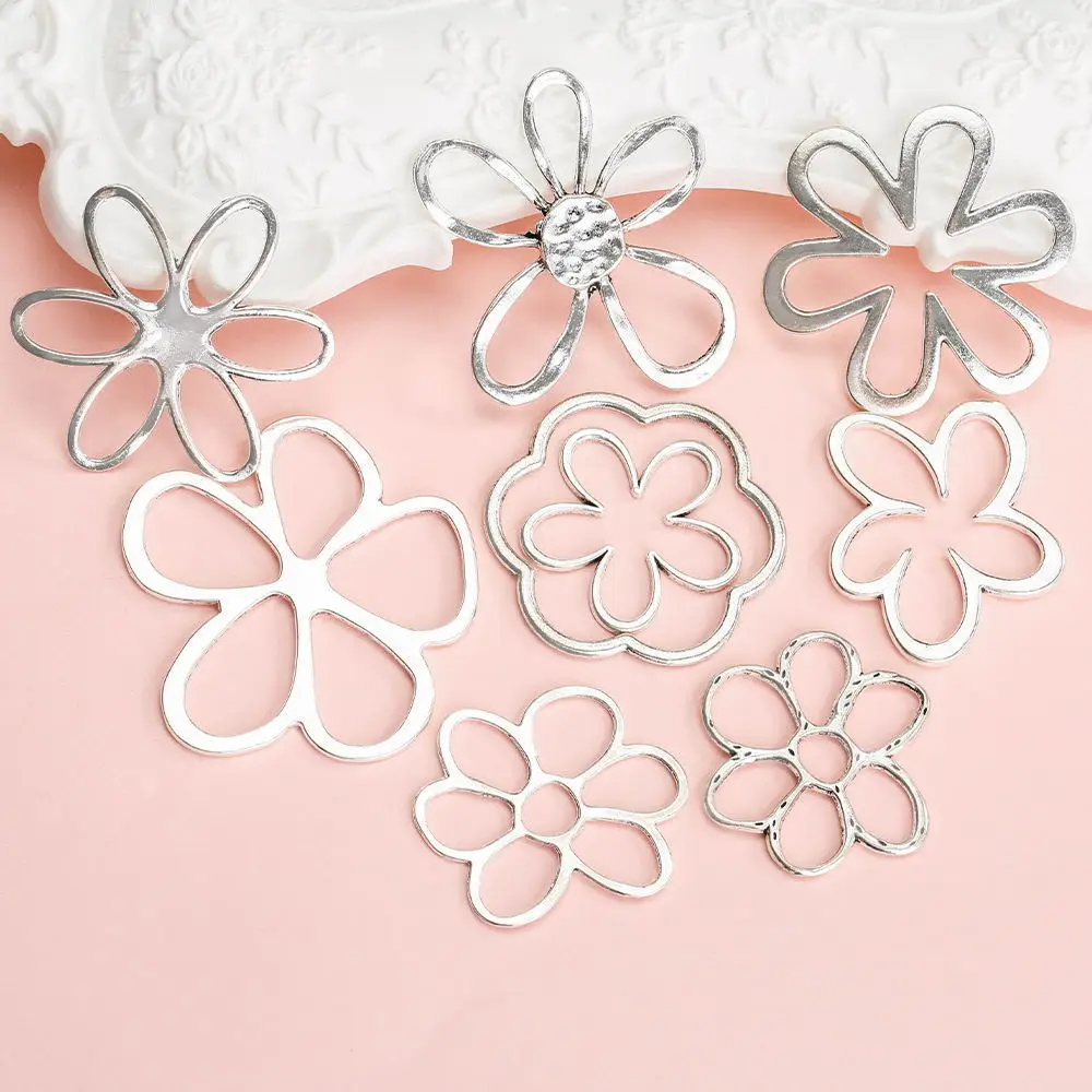 Acessórios de joias diy, pingente de liga de flor escavada personalizado e moderno, pingente de pulseira de colar simples