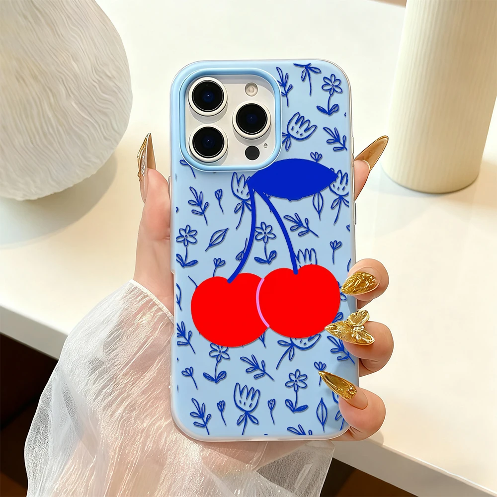 حافظة لهاتف آيفون 17 من Cherry Blossom Breeze لهاتف آيفون 16 برو ماكس 15 14 13 12 Plus غطاء حلوى مزدوج الطبقة