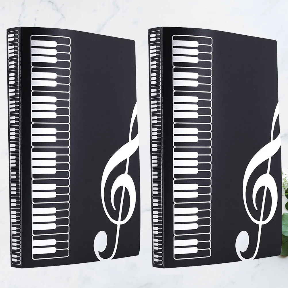 

2Pcs Creative Portable File Folder Organizer Durable Wear-Resistant for Office Documents and Music Sheets 40 Pages Black