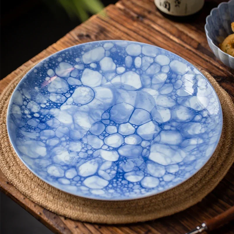 Chinese Style Circular Dining Plates Light Luxury Restaurant Steak Plate Delicious Dishes Flat Plate Unique Household Tableware