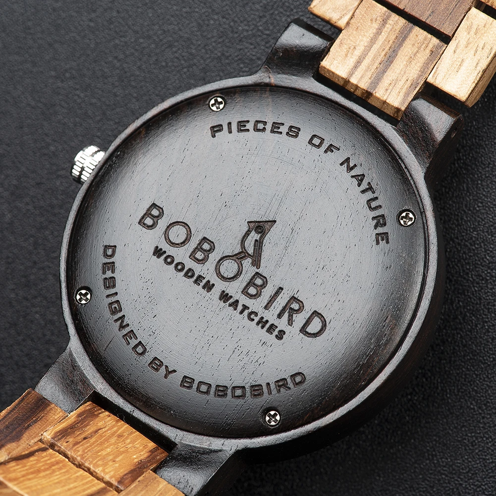 BOBO BIRD Wooden Men Watch Fashion Business Week And Date Display Quartz Timepiece Customize Logo Great Gift relogio masculino