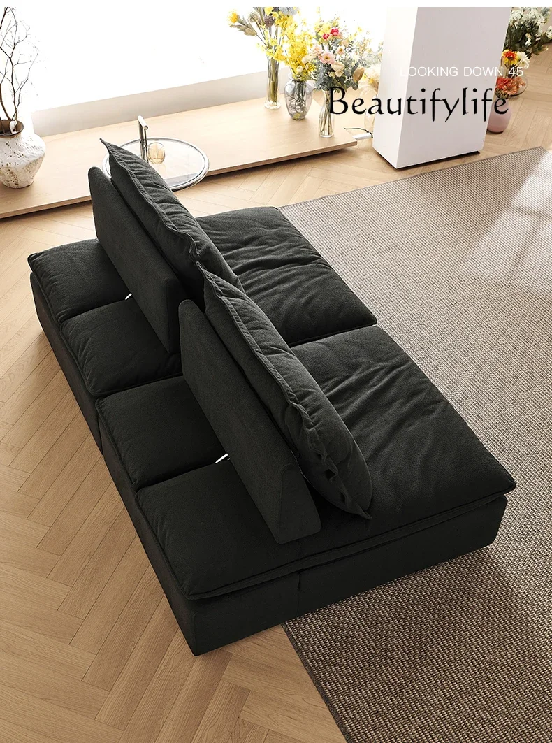 Lazy sofa lamb wool kennel removable backrest black cloud single sofa without armrests