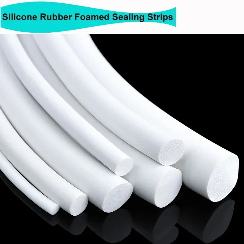 

1/2/5m White Silicone Rubber Sponge Strip Round Diameter 1~25mm Backer Rod Seal Strips VMQ Foamed Sealing Strips