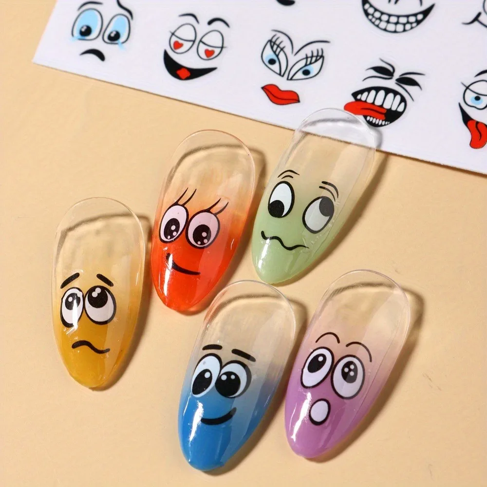 2 pegatinas de uñas con cara sonriente Graffiti, fáciles de aplicar para decoración de uñas DIY, maquillaje y peinado para fiestas de regalos y bodas