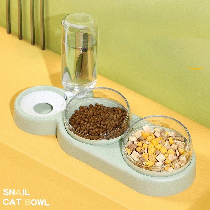 Snail Bowl Feeder 3-in-1 Drinking Environmental Protection Food Grade Safe Material Water Food Bowl Luxury Pet Three Bowl