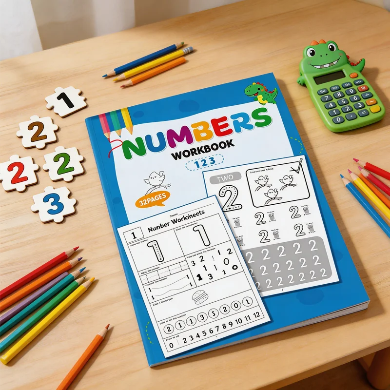 Number Interactive Digital Coloring Book, Digital Exercise Book 0-12, Pen Grip Training, 7 Fun Game Books