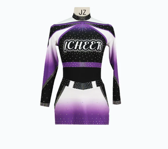 

High Quality Spandex Sparkle Long Sleeve Tigers Black Custom Wholesale Cheerleading Uniforms For Boys Cheer Uniforms