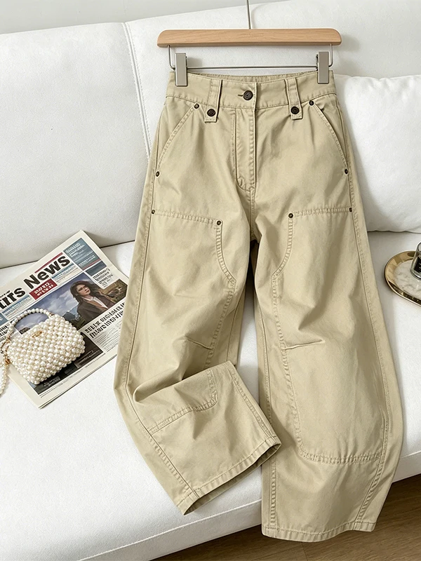 

Fashionable High Waist Wide Leg Workwear Pants Women's Straight Cut Slimming Jeans Summer New Style Commute Style Denim