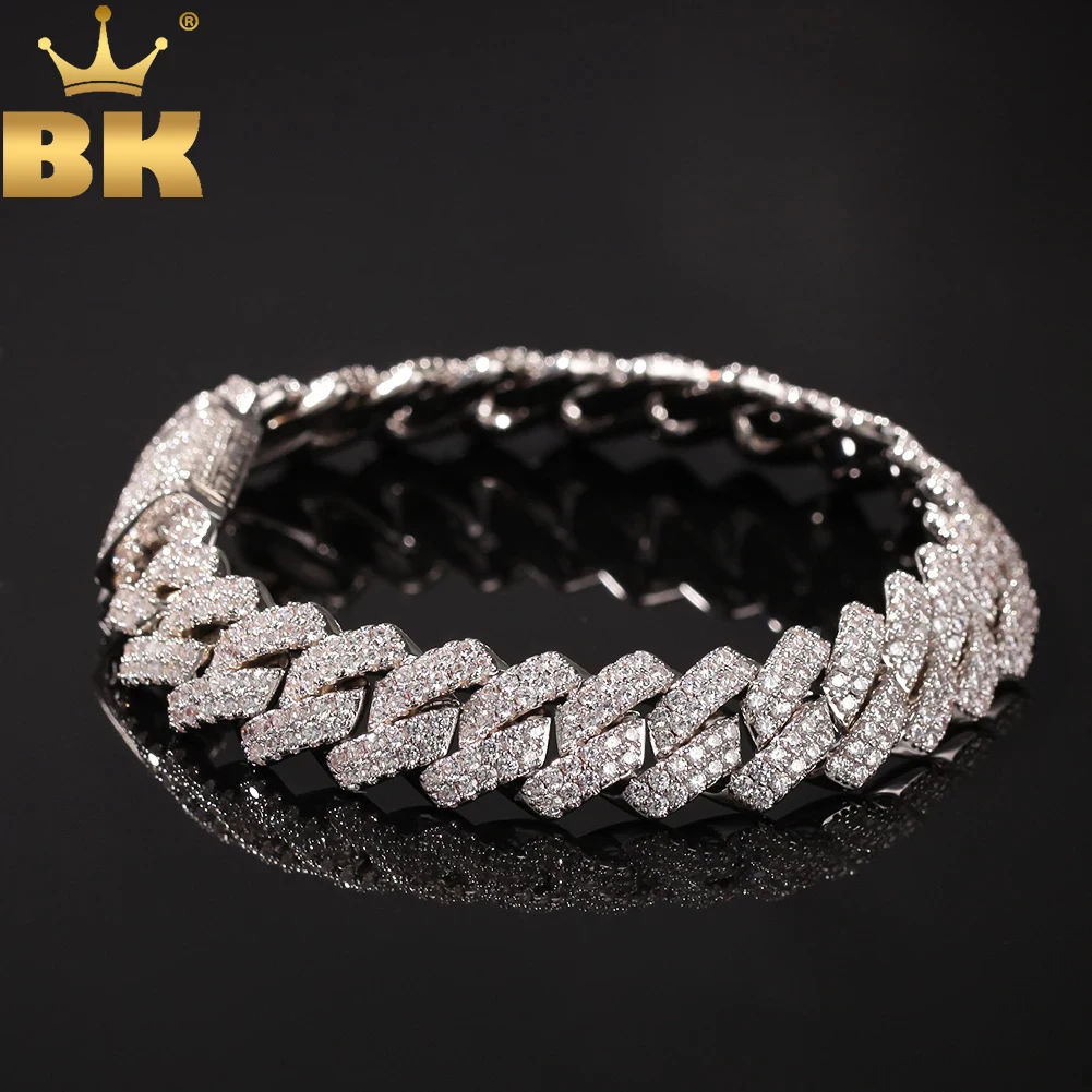 

TBTK 13MM Cuban Link Bracelet Iced Out Cubic Zirconia 2 Rows Bracelets Luxury Box Clasp Fashion Hiphop Jewelry Drop shipping