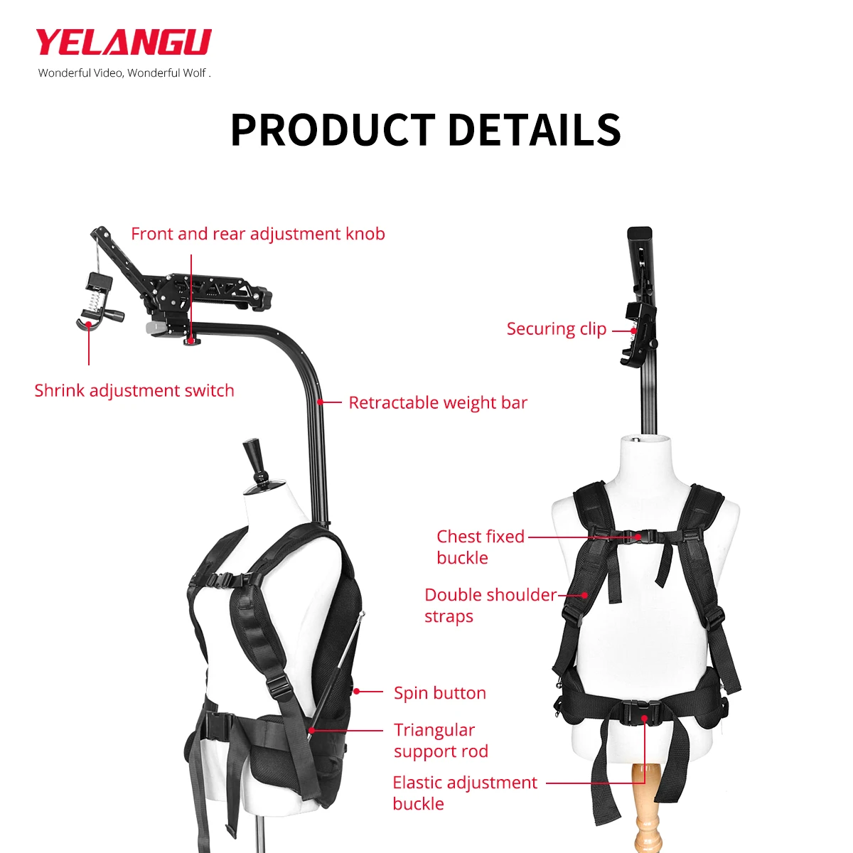 Yelangu Camera Stabilizer Professional Dslr  Max Loading weight 18kg  Bear Easy Rig B1 for 3 Axis Gimbal Handheld Stabilizer