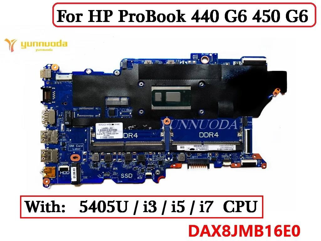 DAX8JMB16E0 For HP ProBook 440 G6 450 G6 Laptop Motherboard With I3 I5 I7 CPU L44881-601 L44884-601  L44887-001 DDR4 100% Tested