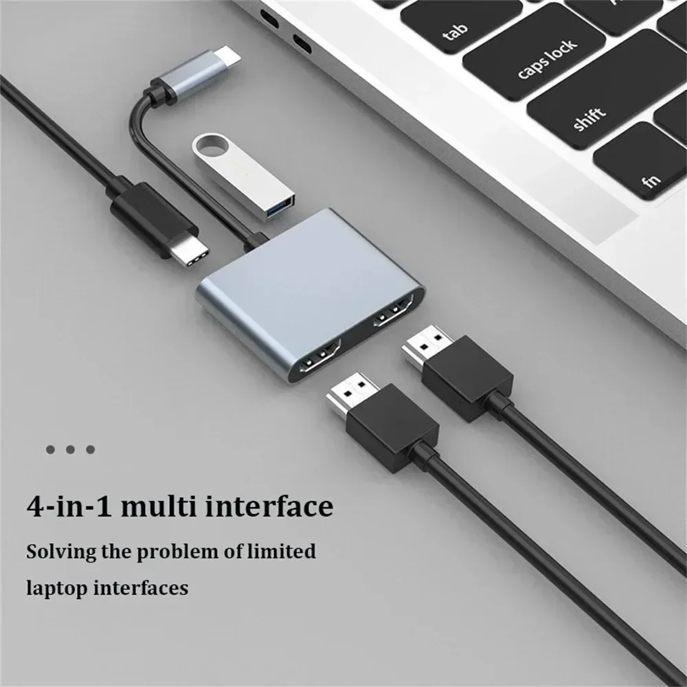 HUB USB C da 4 in1 da tipo C a doppia porta compatibile HDMI 4K Supporta con splitter USB di ricarica USB 3.0 PD per laptop