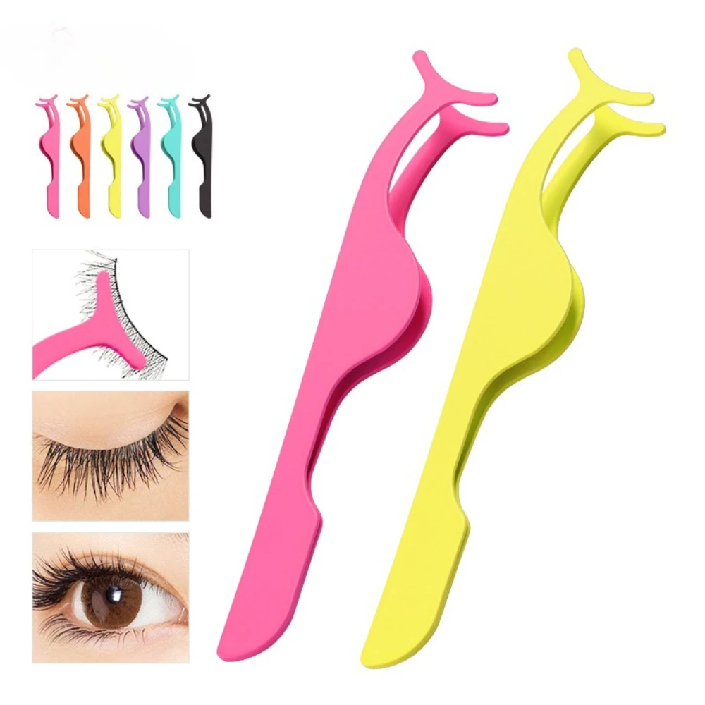 Multicolor False Eyelash Applicator Tool Stainless Steel Tweezers Lash Curler Clip Helper Makeup Grafting Tools Eyelash Curler