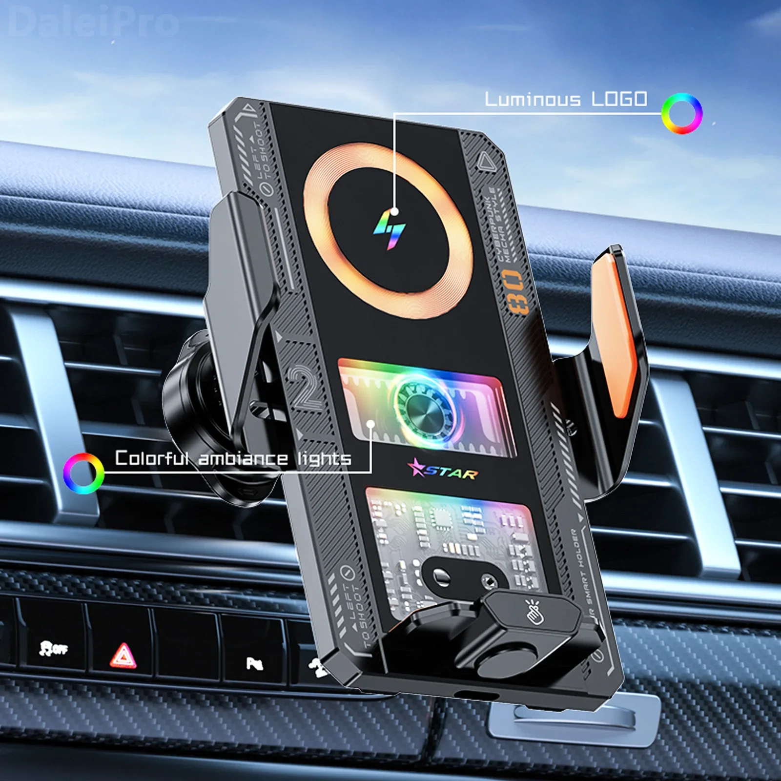 

tynae Car Smart Sensing Automatic Clamping Mounts For Samsung iPhone Xiaomi Phone Holder Wireless Charger Mounts 15W/66W Fast Ch