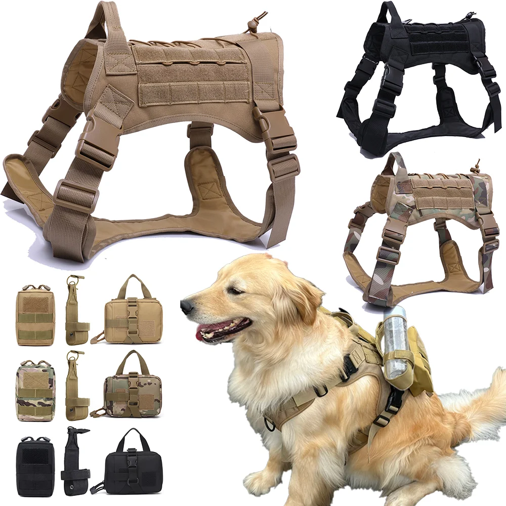 Big Dog Harness Collar Leash Large Tactical Service Dog Vest Pet Accessories Chest Sling For Medium Dogs Training Walking